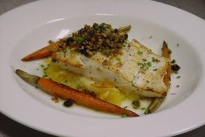 Halibut with Almond Salsa